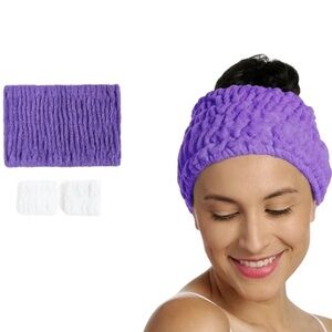 🐰 Extra-Wide Spa Headband with Drying Wristbands
